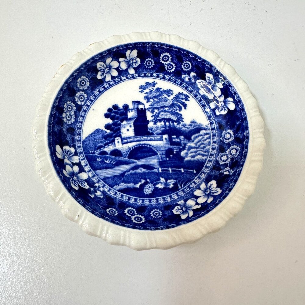 VTG Copeland Spode Tower Blue/White Butter Pat Mini Trinket Plate 3 -1/8"x 3/4"